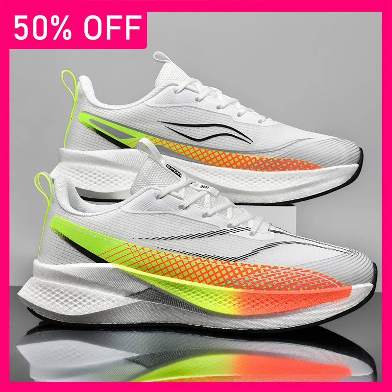 Unisex Sports Shoes Flat Cushioned Running Professional Training Shoes 2026 New Road Jogging Comfortable Lace Up Fitness Shoes