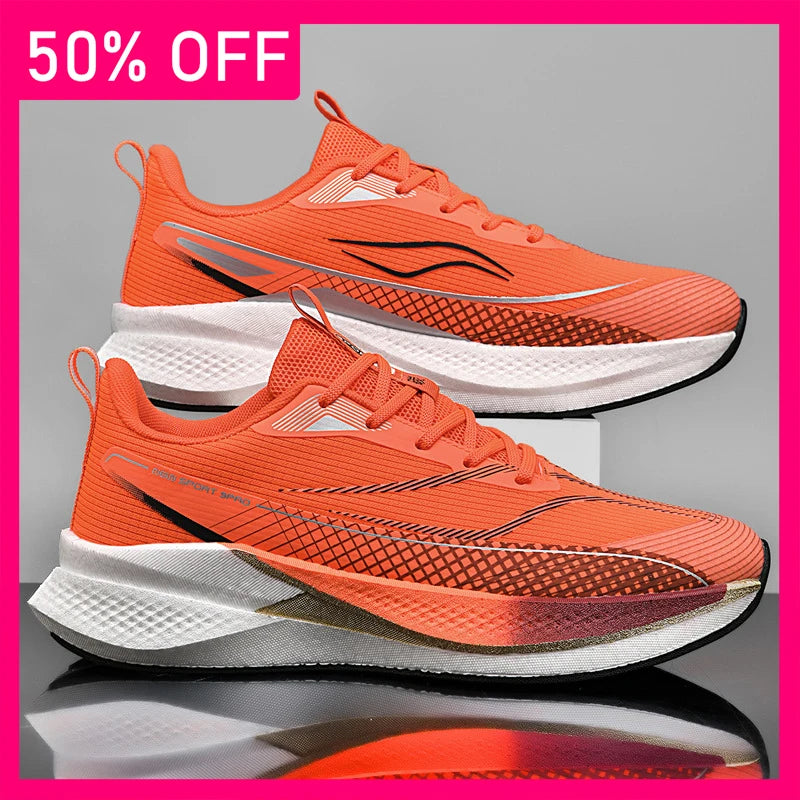 Unisex Sports Shoes Flat Cushioned Running Professional Training Shoes 2026 New Road Jogging Comfortable Lace Up Fitness Shoes