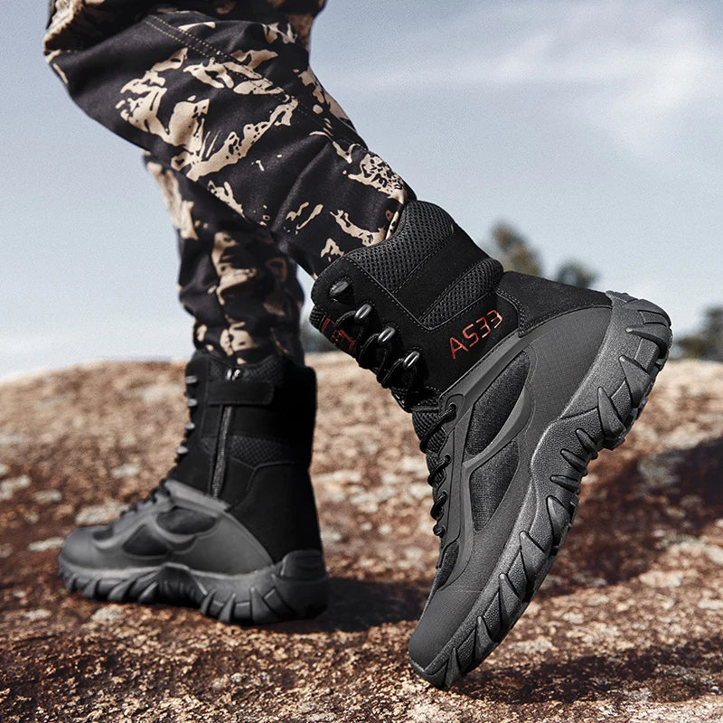 Men's tactical training boots four seasons high top jungle combat boots outdoor anti-slip comfort walking hiking casual boots