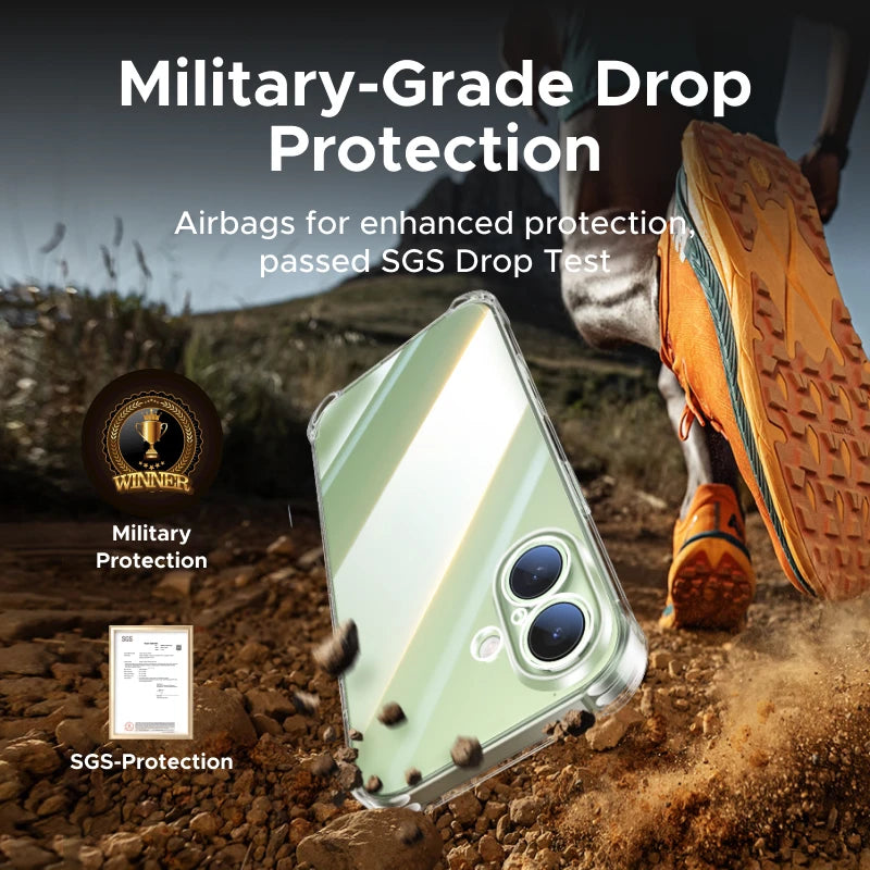 UGREEN Airbags Case for iPhone 17 16 15 Pro Max Clear Case Transparent Cover for iPhone 16 Pro 17 Air Protective Case Shockproof