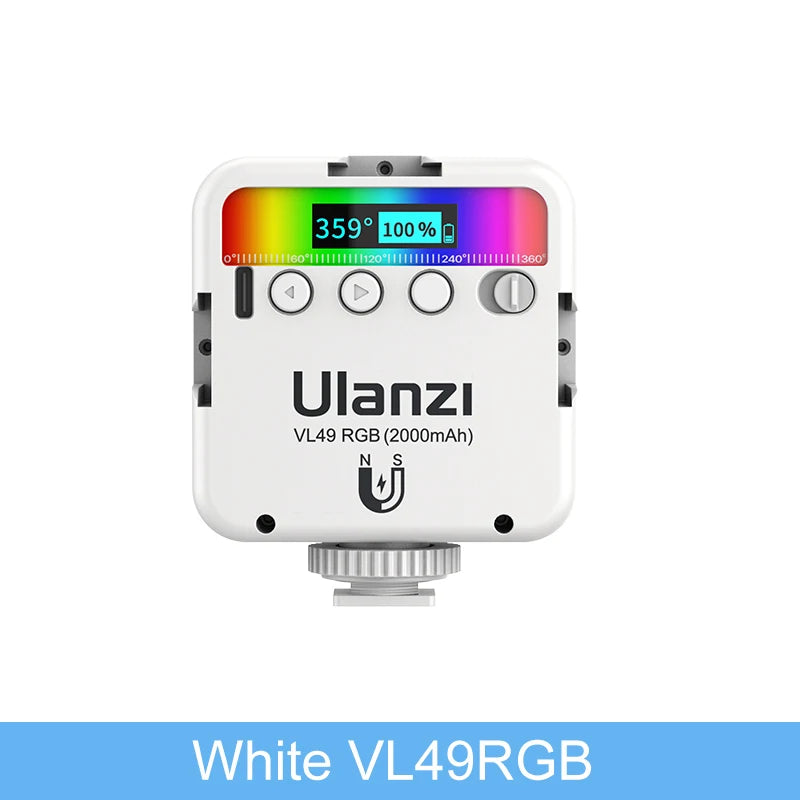 ភ្លើងវីដេអូ Ulanzi VL49 RGB Mini LED 2000mAh 2500K-9000K ភ្លើងថតរូបចល័ត Vlog បំពេញពន្លឺសម្រាប់កាមេរ៉ា DSLR SLR