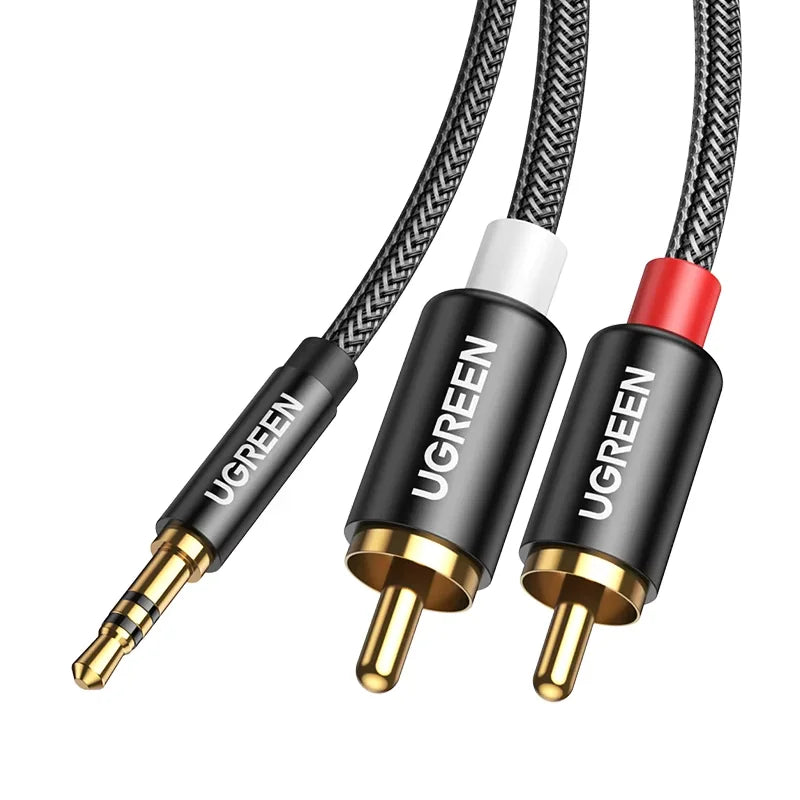 Ugreen RCA Cable HiFi Stereo 2RCA to 3.5mm Audio Cable AUX RCA Jack 3.5 Y Splitter for Amplifiers Audio Home Theater Cable RCA