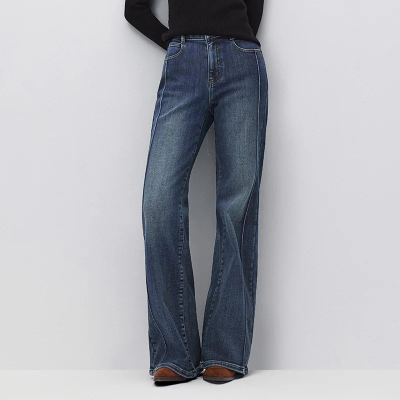 Semir Women Denim Jeans Cooling Touch Antibacterial Loose Fit Raw Hem Hemp Blend Wide Leg 2026 New Winter Daily Wear
