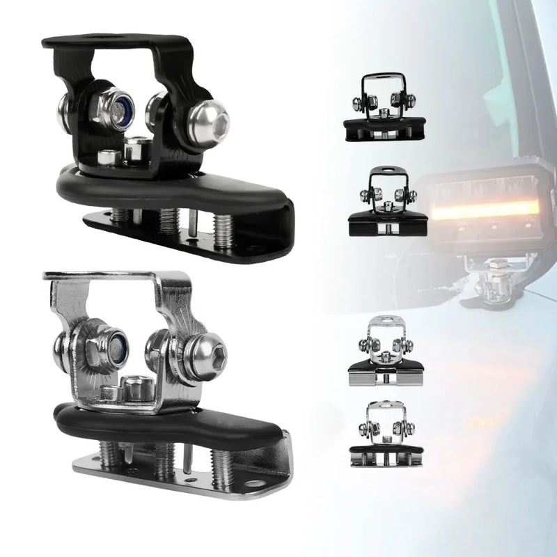 JOYINLED 2Pcs Universal Black Light Bar Mount Bracket Adjustable Hood Pillar Offroad Work Light Clamp