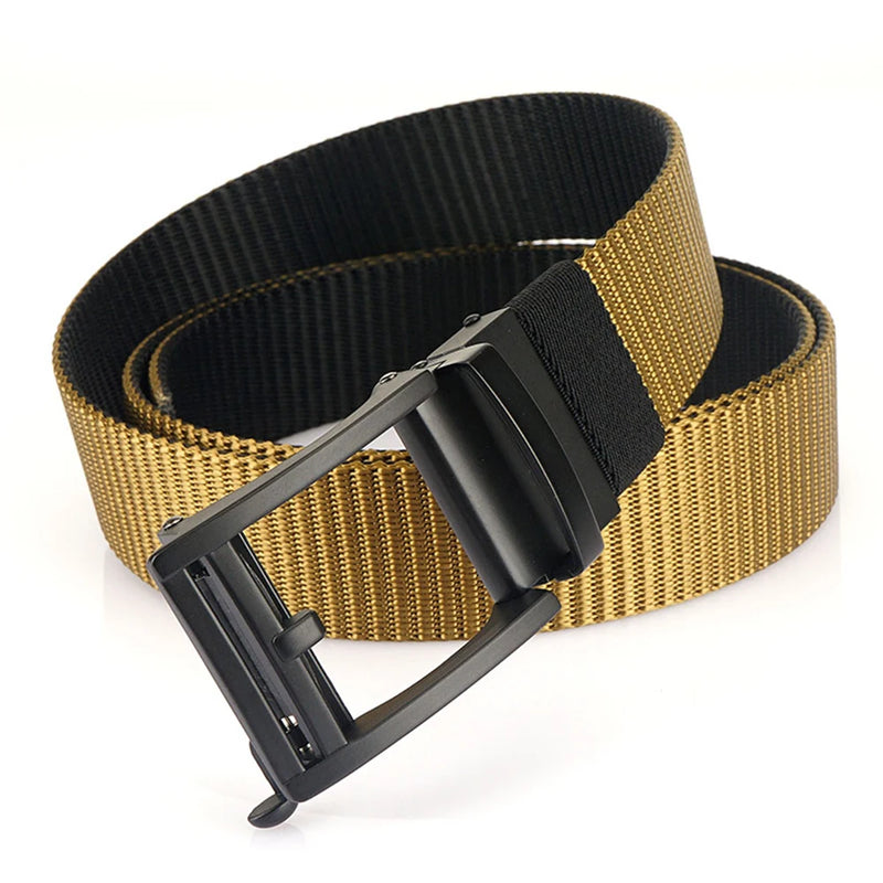 TUSHI Golf Sports Belt Tactical Belt Metal Automatic Buckle Tough Nylon Men Military Belt Outdoor Hunting Belt Big Size Belts