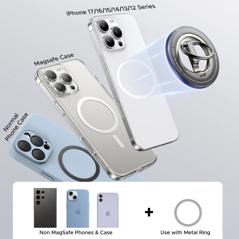 UGREEN Double-Sided Magnetic Phone Ring Holder 360°Rotation Phone Stand For Strong Magsafe iPhone 17 16 15 ProMax Xiaomi Samsung