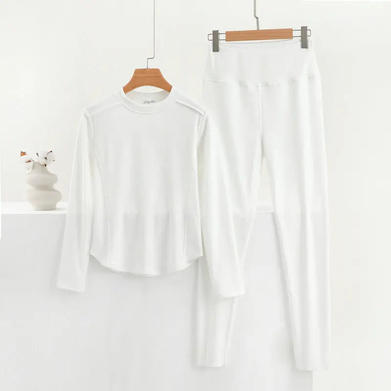 Thermal Underwear Women's Sleepwear Suit Comfortable Long-sleeved Trousers Set Autumn Winter Velvet Heating Home Pajamas