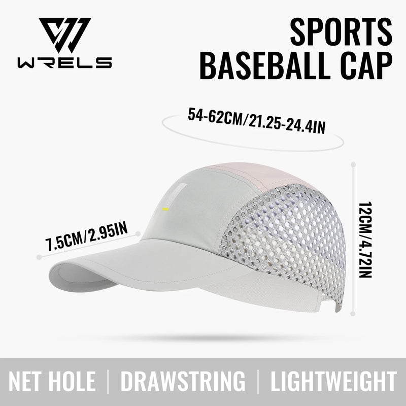 WRELS Mesh Baseball Cap Sunshade Sport Hat Ultralight Trucker Hat Breathable Quick Dry Foldable Golf Hiking Beach Running Cap