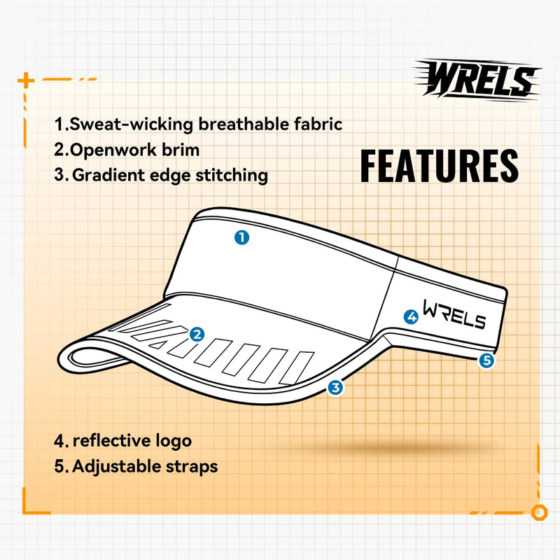WRELS Sun Visor Hat Summer Breathable UV Protection Running Empty Top Hat Outdoor Sports Quickly Dry Cool Tennis Sun Cap