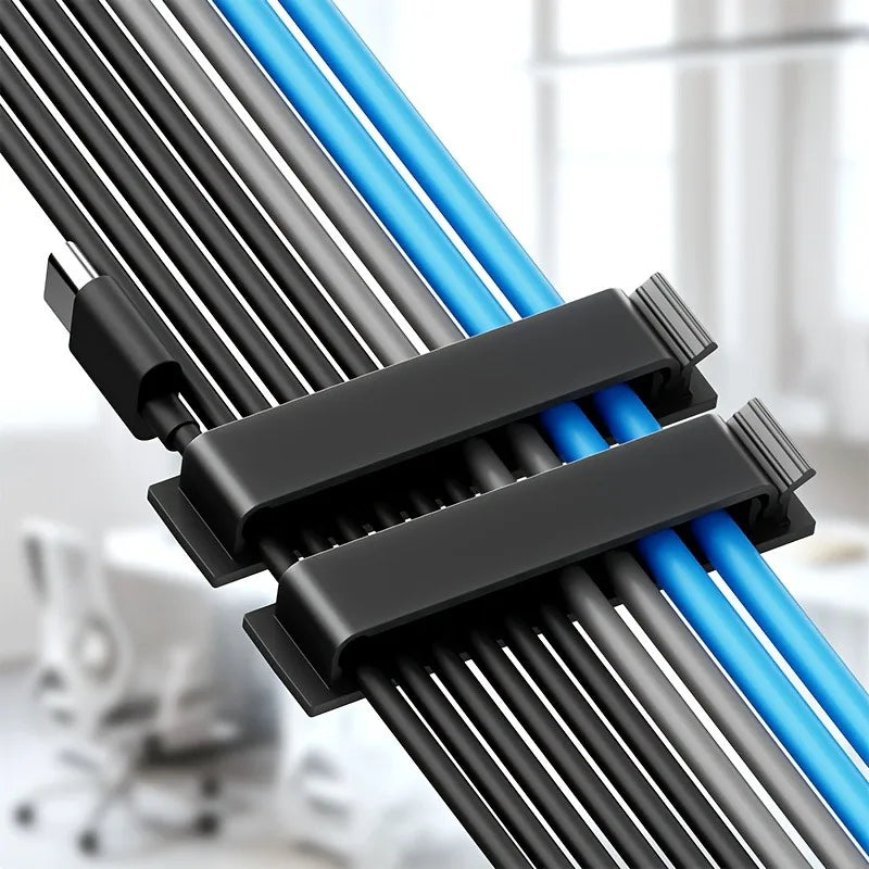 2pcs Cable Management Clips, 10-Slot Self-Adhesive Cable Clips for Home,and Office Supplies,Cord Organizer,Keep the desktop tidy
