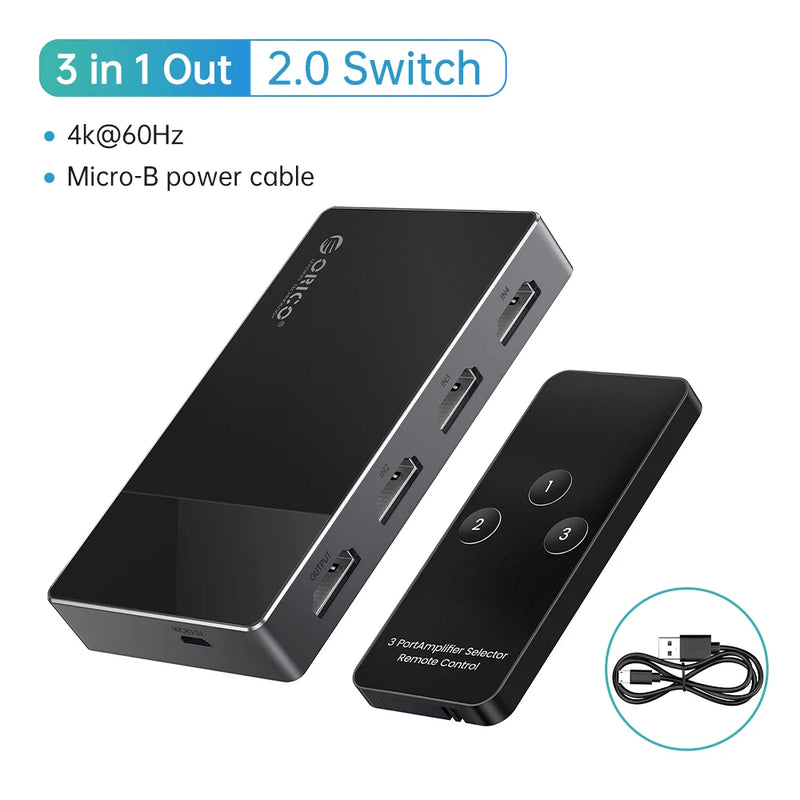 ORICO HDMI-compatible Splitter 4K*2K 60HZ KVM Switcher Bi-Direction 1x2/2x1 Adapter Audio Converter For PS5 Nintendo Switch BOX