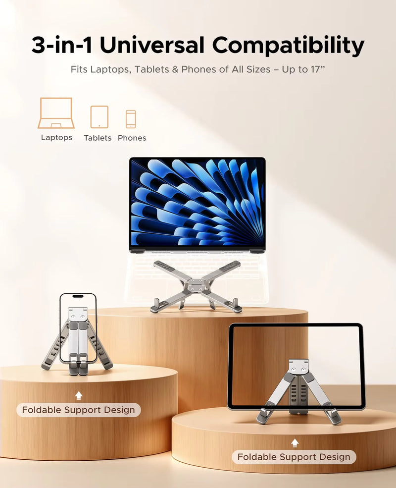 ORICO 3 in 1 Portable Laptop Aluminum Stand For Macbook Air Pro Foldable Notebook Macbook Pro Tablet Phone Stand Free Bag