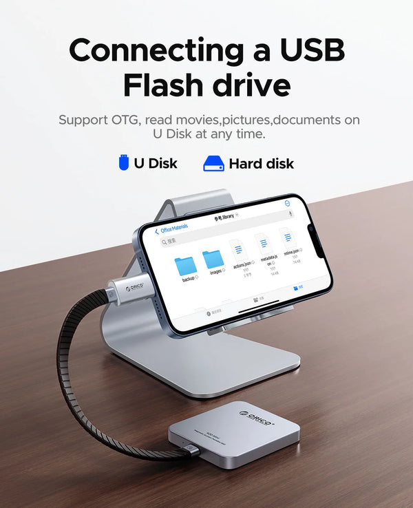 ORICO USB C OTG Adapter 5V Charging Data Transfer Audio Compatible with iPhone 14, 13, 12, 11 Xs iPad iPod AirPods Tablet
