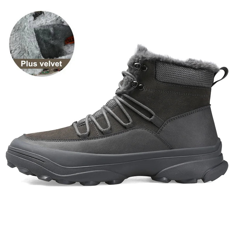 HUMTTO Waterproof Hiking Boots Mens Winter Outdoor Leather Shoes for Men Luxury Designer Plush Warm Sports Trekking Man Sneakers