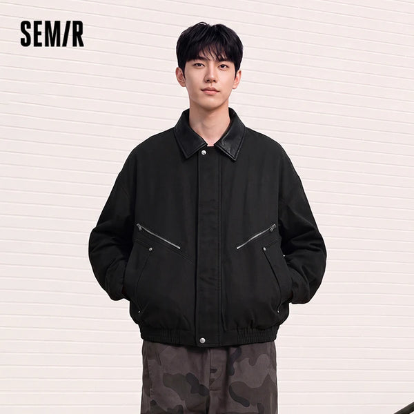អាវក្រៅ Semir សម្រាប់បុរស រចនាបថទំនើប សម្លៀកបំពាក់ធ្វើការ លាងសម្អាត កអាវធំ សម ពាក់ប្រចាំថ្ងៃរដូវរងាថ្មី ឆ្នាំ២០២៦