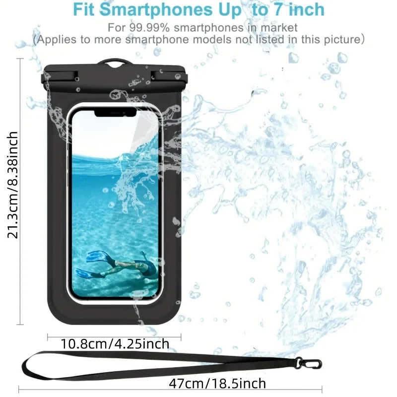 1pc Extra-Large Waterproof Phone Pouch Touch Screen Compatible Floating Dry Bag for Swimming,Snorkeling,Take Photos Underwater