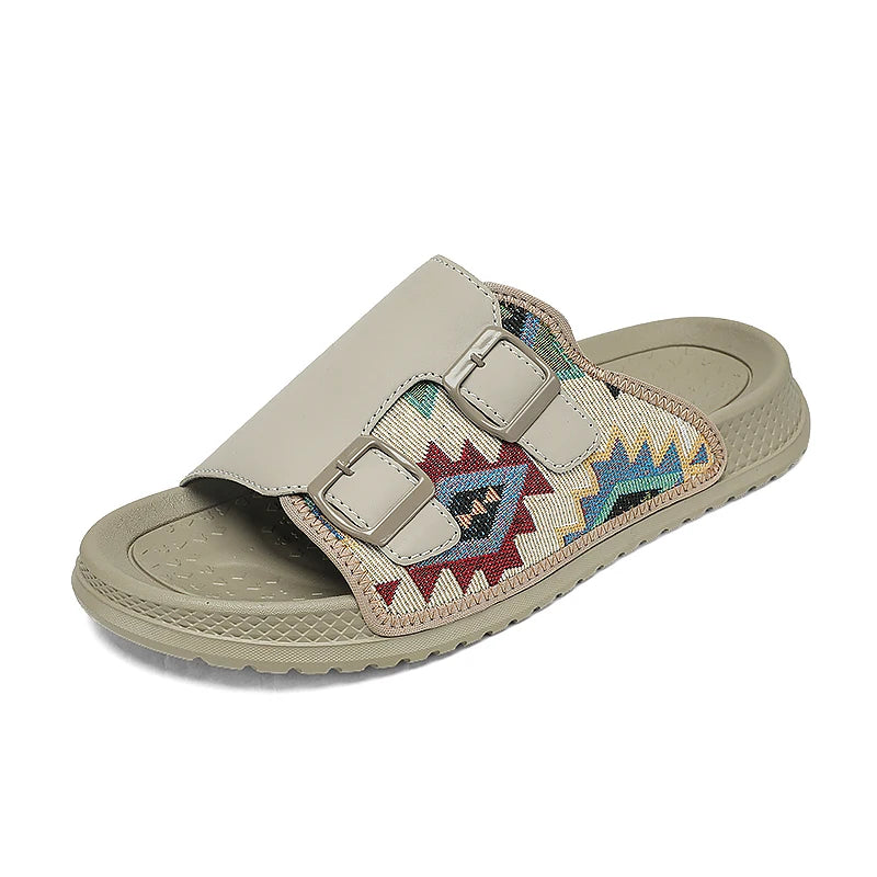 Men's casual slip-on slippers summer new soft-sole anti-slip outdoor beach shoes breathable light youth fashion sports slippers