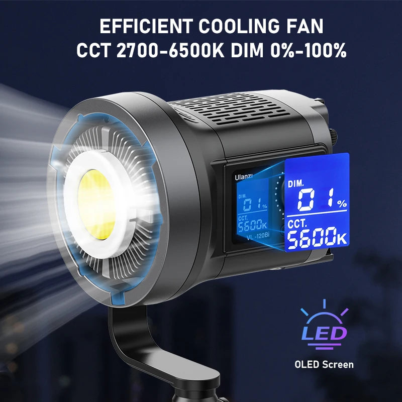ភ្លើងវីដេអូ Ulanzi VL-120Bi VL-120C 120W V-Mount COB ឥតខ្សែ គ្រប់គ្រងដោយកម្មវិធី 2700K-6500K CRI>95 សម្រាប់ស្ទូឌីយោថតរូបវីដេអូ