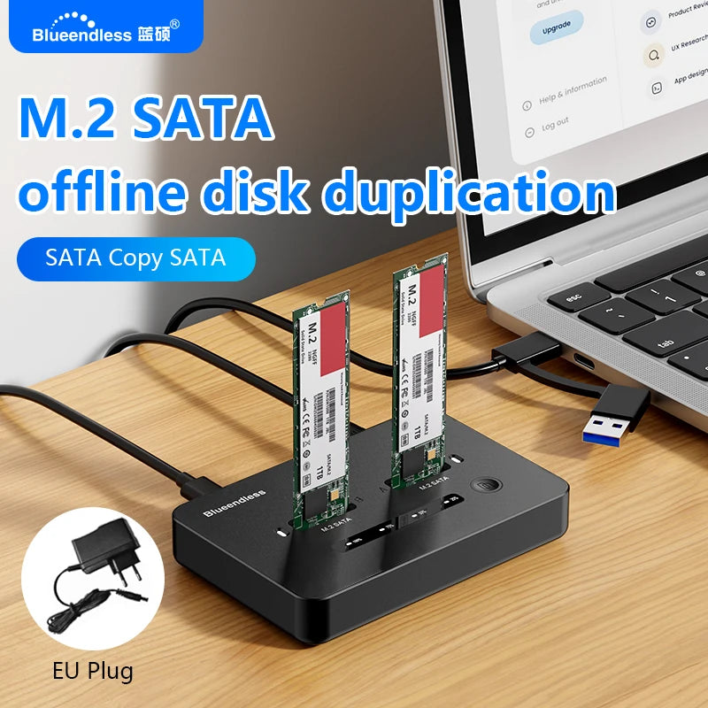 ប្រអប់ដាក់ SSD NGFF SATA ពីរប្រភេទរបស់ Blueendless Offline Clone សម្រាប់ SSD 2230 2242 2260 2280