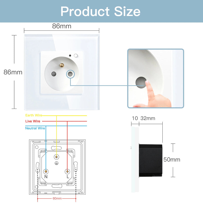 BSEED French Standard Electrical Wifi Smart Socket French Type Power Monitor Timing Function Tuya Alexa Wireless Control 16A