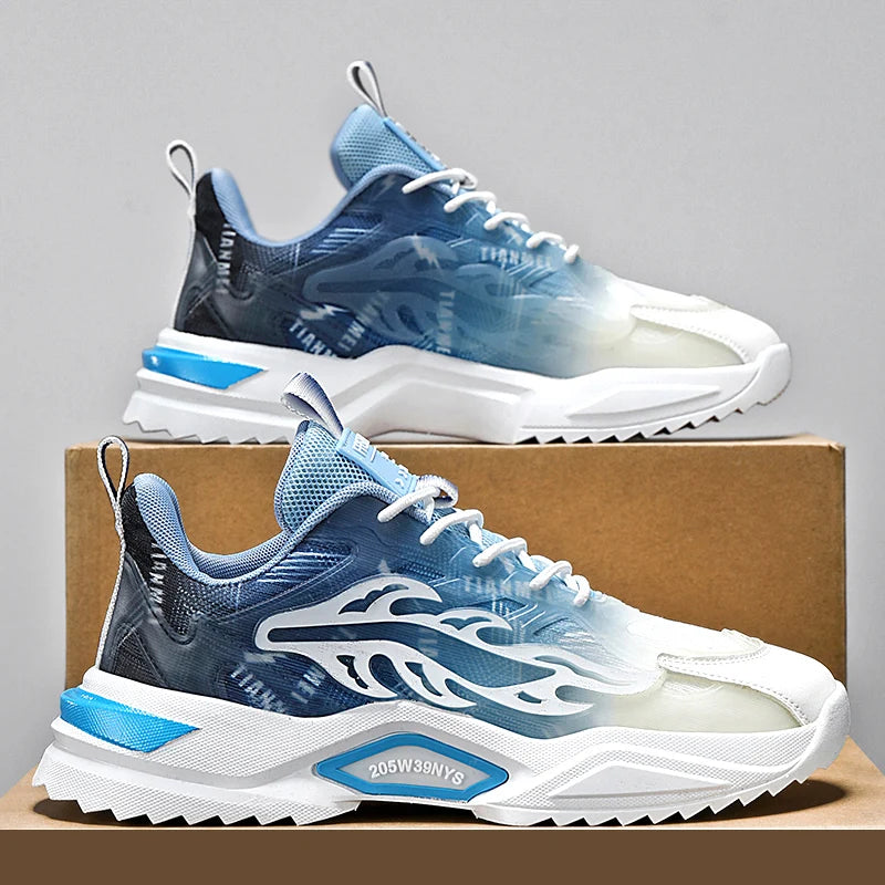 Mens Walking Shoes 2025 Summer New Breathable Mesh Sports Shoes Lightweight Flat Fashion Casual Lace-up Sneakers for Man