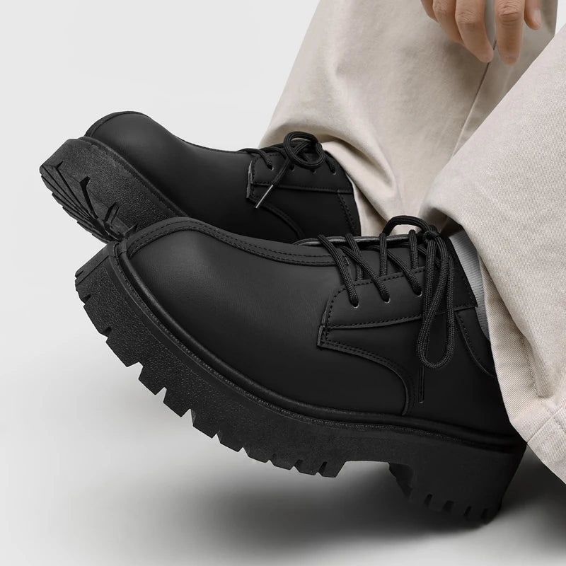 Men's British retro thick sole casual shoes Four seasons light breathable soft sole outdoor walking shoes business dress shoes