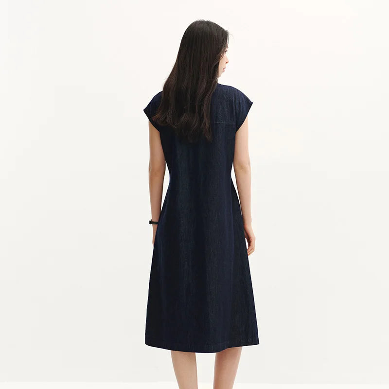 Semir Women Dress Denim Knot Waist Cinching Bow Cool Feeling Stylish Design Midi 2026 Summer Casual Fashion Top
