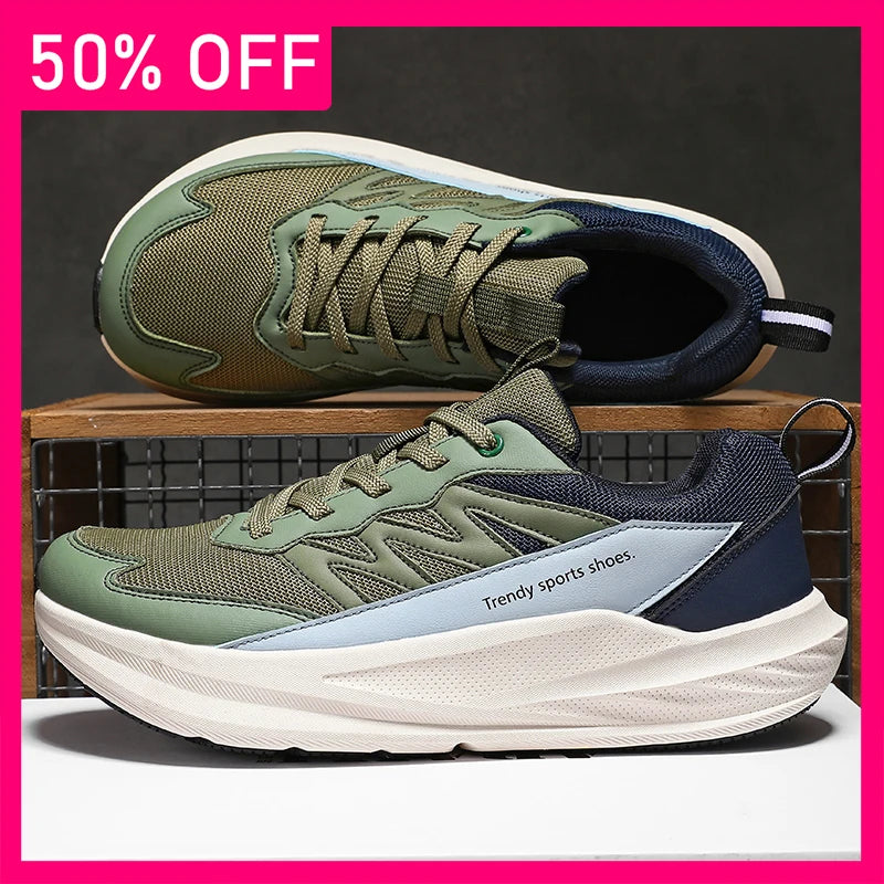 Men Sports Shoes Marathon Sports Breathable Light Wide Last Women Comfort Fashion Flat Bottomed Non Slip Casual Fitness Shoes