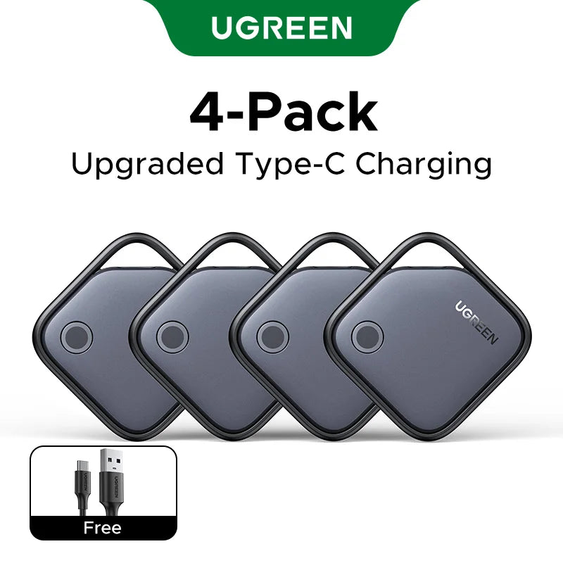 UGREEN FineTrack (iOS Only)Air Tracker Tags, 1-Year USB-C Rechargeable Battery Bluetooth Tracker Compatible with Apple Find My
