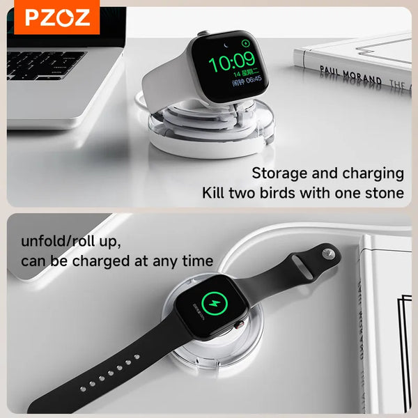 PZOZ storage box For Apple Watch Ultra 3 2 Series S11/10/9/8/7/6/5/SE Watch Charging stand dock Type‑C USB cable organizer Case
