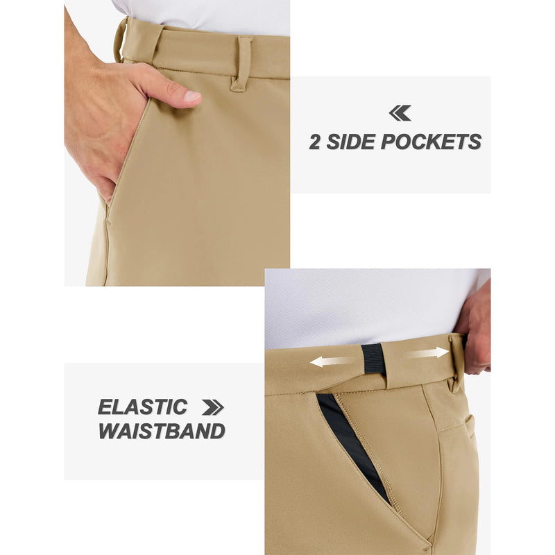 TACVASEN Men's Winter Golf Pants Fleece Lined Warm Stretch Straight Leg Business Casual Work Travel Trousers with Pockets