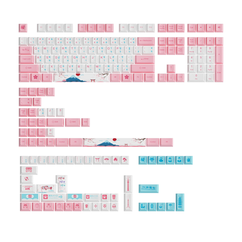 AKKO World Tour Tokyo R2 Multi-Language SE 185-Key Cherry Profile Keycap Set PBT Dye-Sublimation Full Keycaps Set