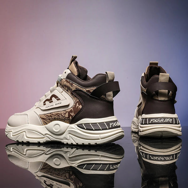 Men's boots spring and autumn new Joker high-top casual boots fashion soft-sole non-slip outdoor youth comfortable sports shoes