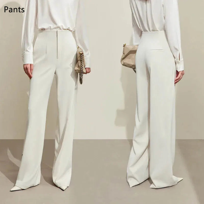 ខោ AMII Minimalism Women's រដូវស្លឹកឈើជ្រុះឆ្នាំ ២០២៦ ថ្មីសម្រាប់នារីការិយាល័យ V-neck អាវខ្លីរលុងធម្មតា ខោរឹងដាច់ដោយឡែក ១២៤៤១១១០