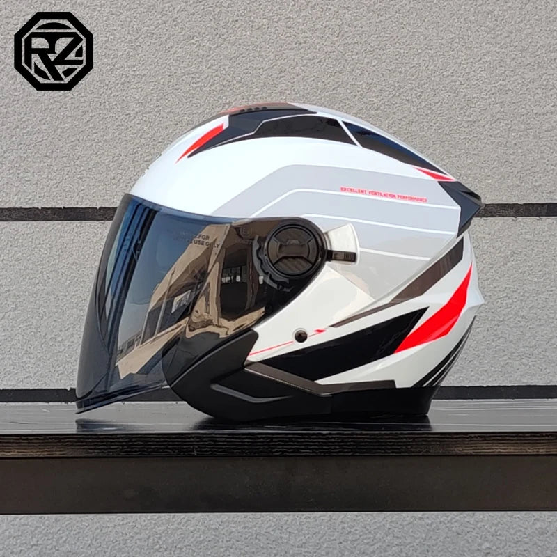 ORZ motorcycle helmet, half face, double mirror, all season men's and women's fashion, half helmet, all season universal