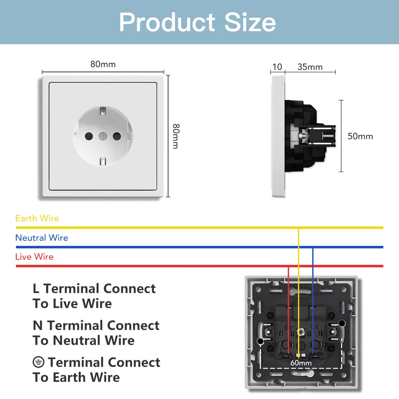 BSEED E Series 10 Value Pack Single Wall Power Socket Electrical Outlets Bulk Set White Black Plastic Frame Wall Plugs for Home