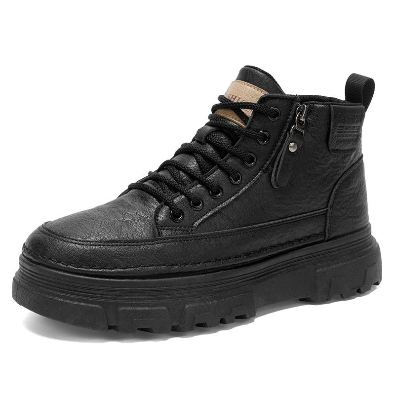 Men's boots spring and autumn new soft-sole non-slip casual boots fashion Joker outdoor high-top boots comfort sports work boots