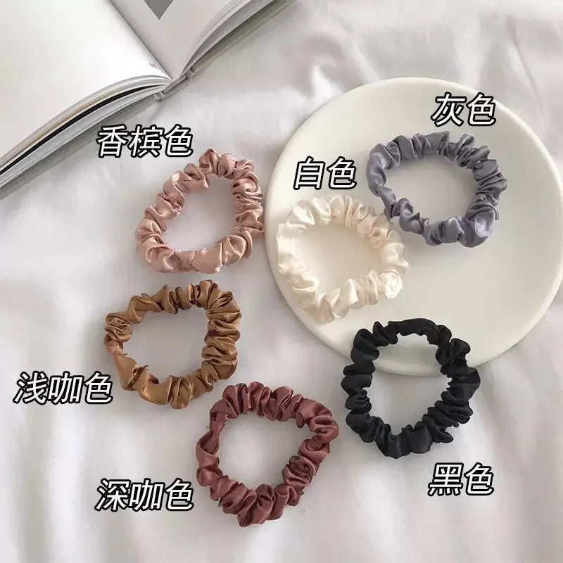 6 Ins Elegant French Satin Large Intestine Hairbands Versatile Basic Hair Rope Headbands Korean Hair Accessories Headbands