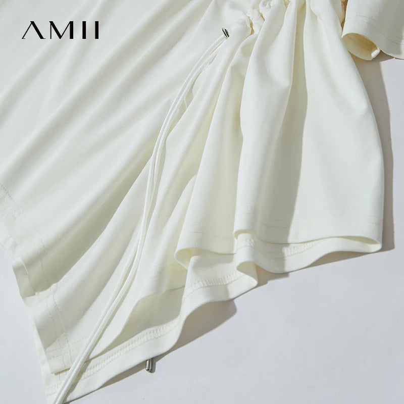 អាវយឺតរដូវក្តៅ AMII Minimalist សម្រាប់ស្ត្រីឆ្នាំ ២០២៥ កមូលដៃខ្លីរលុងអាវស្ត្រីម៉ូដថ្មីការិយាល័យ 12522042