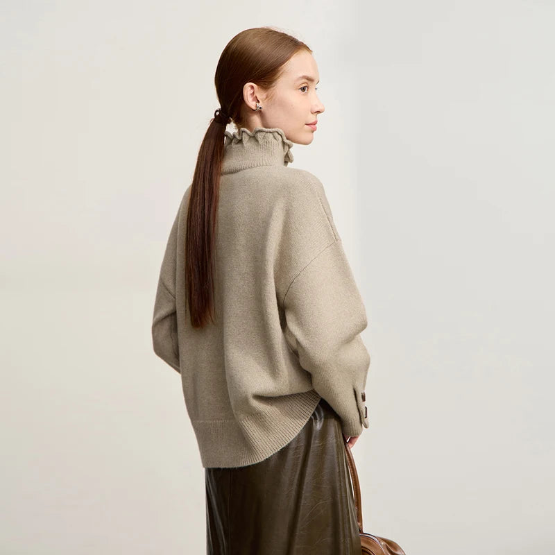 Amii Pullover Sweater 2026 Winter New Commuter Turtleneck Half-cardigan Versatile Top Women Loose Long Sleeve Knitwear 12544144