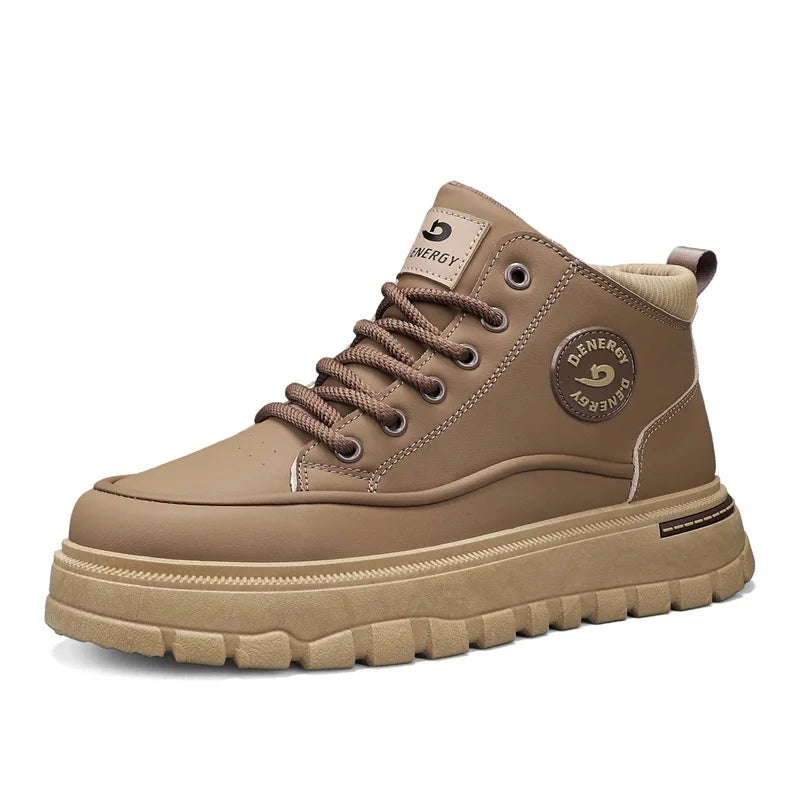 Men's boots spring autumn new soft-sole non-slip outdoor casual boots fashion youth Joker comfort sports high-top tooling boots