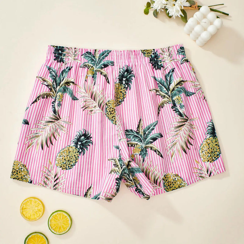 ខោ pajamas កប្បាសបោះពុម្ពទាន់សម័យសម្រាប់ស្ត្រី Lounge ស្តើងរដូវក្តៅខោខ្លីសម្រាប់គេងពេលយប់មានផាសុកភាព Pyjamas Femme