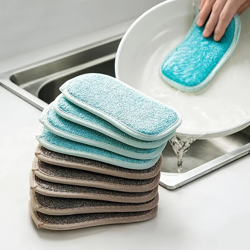 1/2/3pcsNon-Scratch Microfiber Sponge,Multi-Purpose Scrub Sponges For Kitchen Kitchen Gadgets,Cleaning plate sponge kitchenware