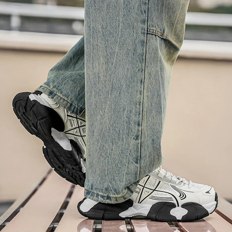 Chunky sneakers Men's breathable casual shoes four seasons new light fashion soft-sole comfort outdoor speed sports running shoe