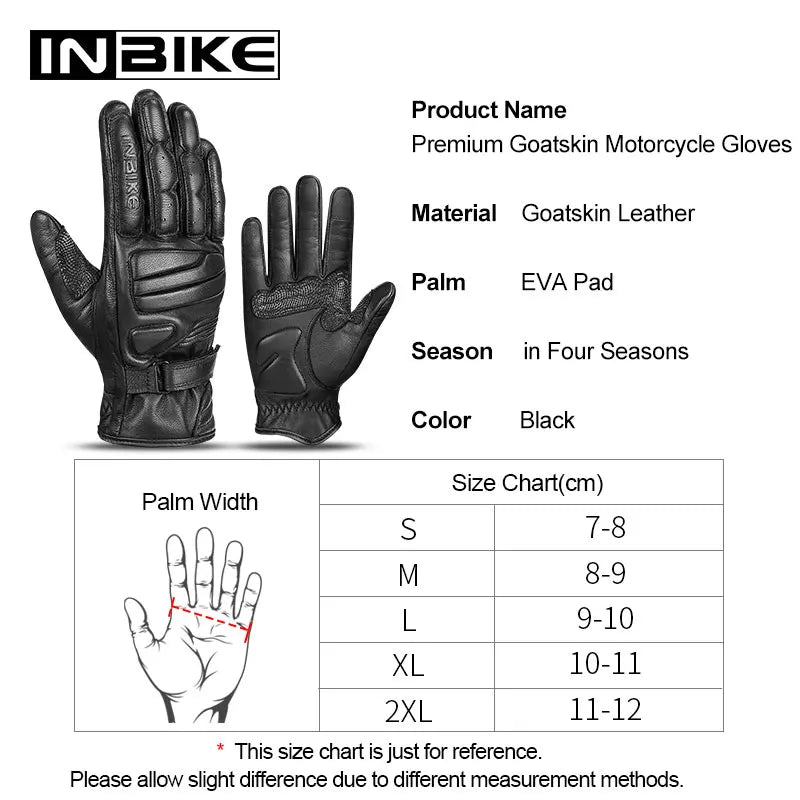INBIKE Soft Genuine Leather Motorcycle Gloves for Men Motorbike Gloves Touch Screen  Soft Motocross Gloves Thickened Pad Gloves