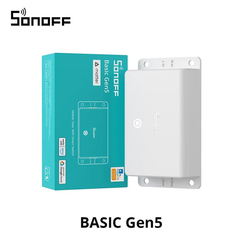 SONOFF BASIC-1GS Matter Over WiFi Smart Switch Basic Gen5 Matter Protocol Large Touch Surface Reliable Work With Apple Ecosystem
