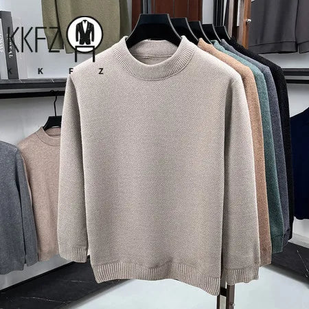 Daily Commute Crew Neck Knitwear Male Long Sleeve Fine Smooth Knit Rib Trim Versatile Autumn Layering Basic Clothing