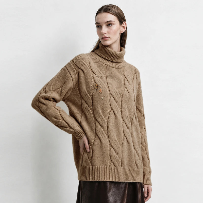 អាវយឺត Amii Turtleneck ប៉ាក់ស្មារលុង រាងស្លីម សាមញ្ញ សម្រាប់អ្នកធ្វើដំណើររដូវរងា អាវយឺត និងអាវក្រៅសម្រាប់នារី 12644029