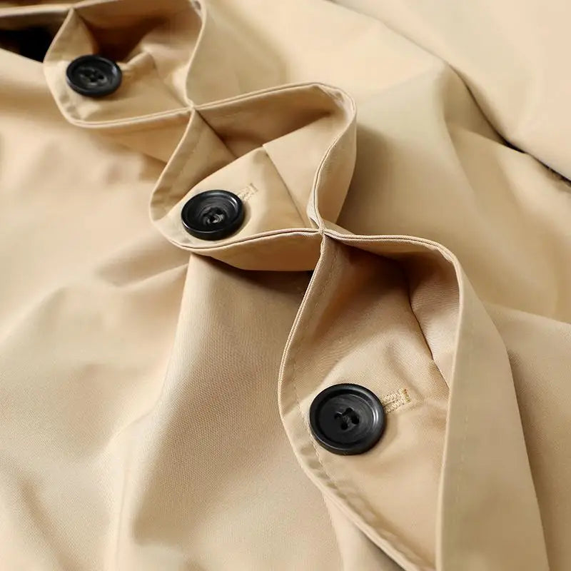 Men Mid - Length Trench Coat - Outdoor & Casual Business Style Water - Resistant Perfect  Autumn/Spring Business Men's Clothing