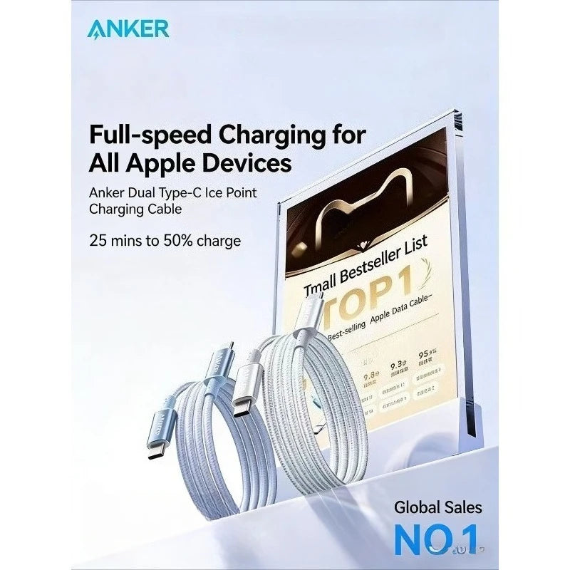 ខ្សែសាក ANKER សម្រាប់ Apple 17/16/15 Pro Max ខ្សែសាកទិន្នន័យប្រភេទ C ពីរ 100W / 140W សាកលឿនខ្លាំង